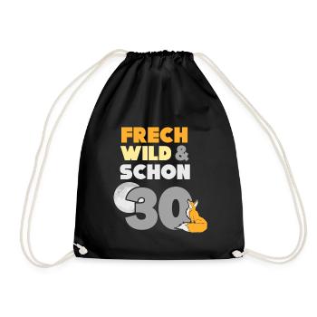 Geschenk 30 Jahre Geburtstag Frau Fuchs - Turnbeutel - Schwarz - Vorne