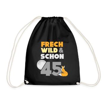 Geschenk 45 Jahre Geburtstag Frau Fuchs - Turnbeutel - Schwarz - Vorne