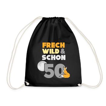 Geschenk 50 Jahre Geburtstag Frau Fuchs - Turnbeutel - Schwarz - Vorne