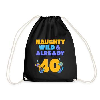 Geschenk 40 Jahre Geburtstag Fisch - Turnbeutel - Schwarz - Vorne