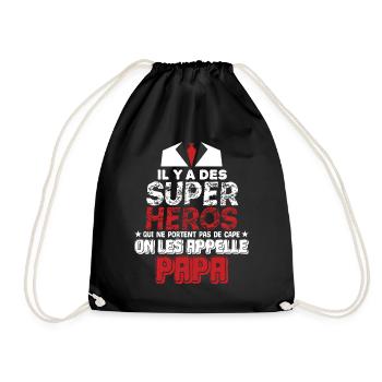 il y a des supers héros, humour super papa.Famille - Sac de sport léger - noir - Devant