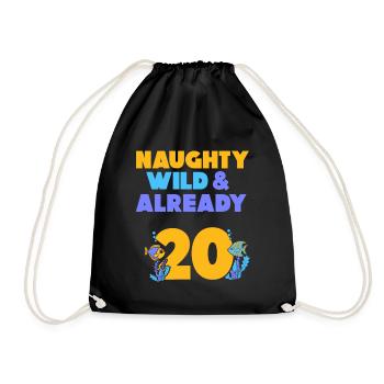 Geschenk 20 Jahre Geburtstag Fisch - Turnbeutel - Schwarz - Vorne