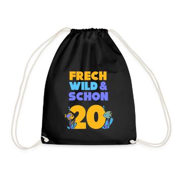 Geschenk 20 Jahre Geburtstag Fisch - Turnbeutel - Schwarz - Vorne