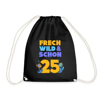 Geschenk 25 Jahre Geburtstag Fisch - Turnbeutel - Schwarz - Vorne