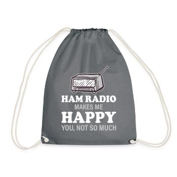 Ham Radio makes me happy - you, not so much - Turnbeutel - Grau - Vorne