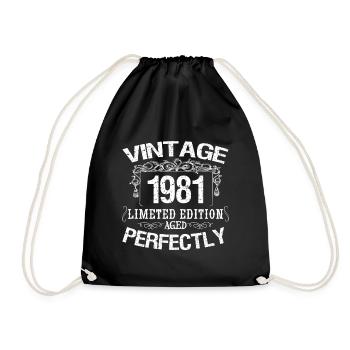 1981 Limited Edition | Jahrgang 1981 perfekt gealtert - Turnbeutel - Schwarz - Vorne