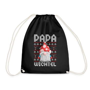 Papa Wichtel Weihnachten - Turnbeutel - Schwarz - Vorne