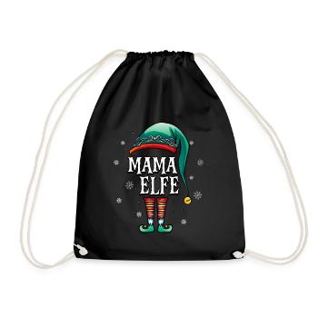 Weihnachten Mama Elf - Turnbeutel - Schwarz - Vorne