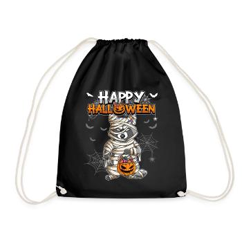 Halloween Waschbär Mumie - Turnbeutel - Schwarz - Vorne