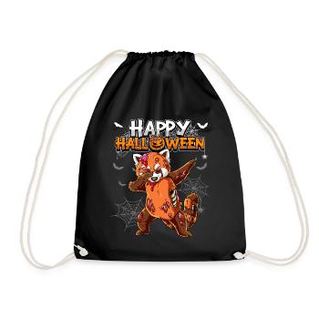 Halloween Roter Panda Zombie - Turnbeutel - Schwarz - Vorne