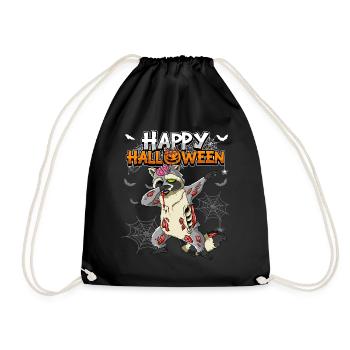 Halloween Waschbär Zombie - Turnbeutel - Schwarz - Vorne