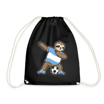 Fußballfan Faultier Fußball Argentinien - Turnbeutel - Schwarz - Vorne