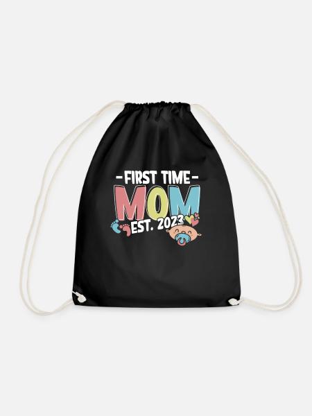 First Time Mom Mama 2023 - Turnbeutel - Schwarz