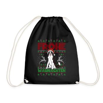 Frohe Weihnachten Border Collie - Turnbeutel - Schwarz - Vorne