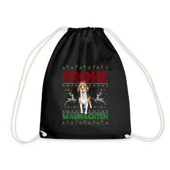 Frohe Weihnachten Beagle - Turnbeutel - Schwarz - Vorne
