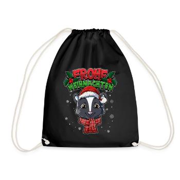 Frohe Weihnachten - Turnbeutel - Schwarz - Vorne
