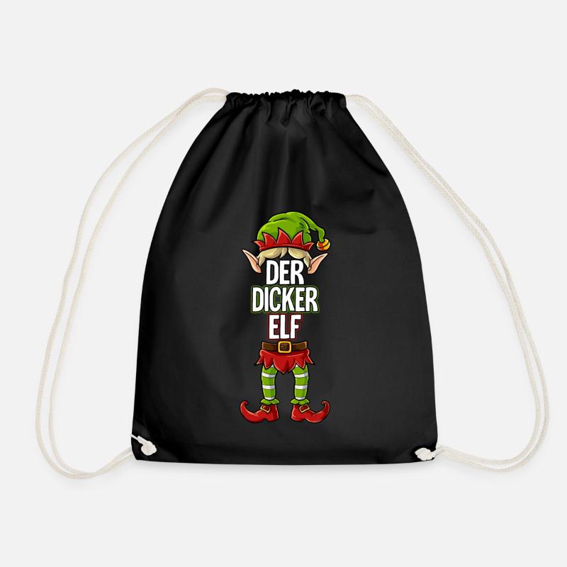Dicker Elf Partnerlook Weihnachten - Turnbeutel - Schwarz