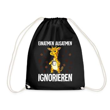 Einatmen Ausatmen Ignorieren Kaffee Giraffe - Turnbeutel - Schwarz - Vorne