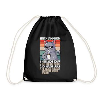 Meine 4 Stimmungen Kaffee Katzen - Turnbeutel - Schwarz - Vorne