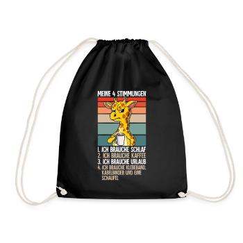 Meine 4 Stimmungen Kaffee Giraffe - Turnbeutel - Schwarz - Vorne