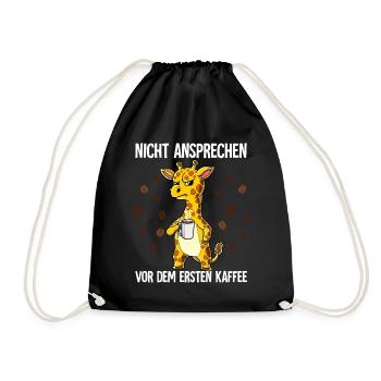 Nicht Ansprechen Vor Dem Ersten Kaffee Giraffe - Turnbeutel - Schwarz - Vorne