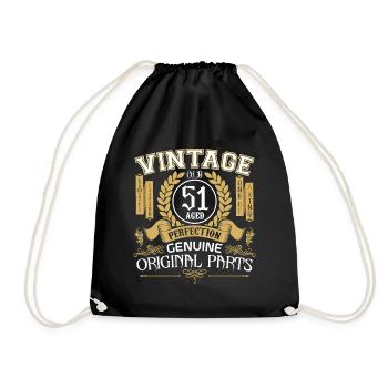 Vintage 51 years - birthday gift 51 years - Drawstring Bag - black - Front