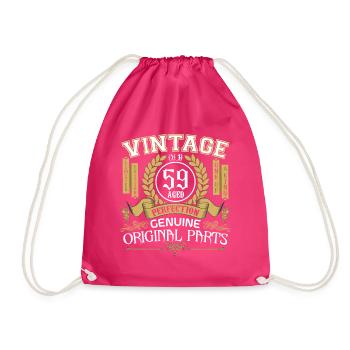 Vintage 59 years - birthday gift 59 years - Drawstring Bag - fuchsia - Front