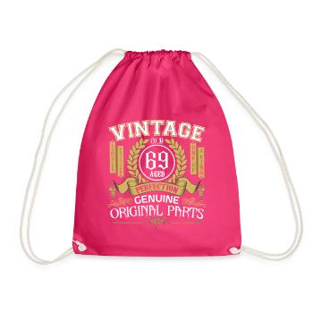 Jahrgang 69 Jahre alt - Geburtstagsgeschenk 69 Jahre alt - Turnbeutel - Fuchsia - Vorne