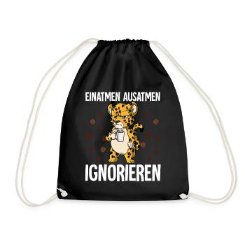 Einatmen Ausatmen Ignorieren Kaffee Leopard - Turnbeutel - Schwarz - Vorne