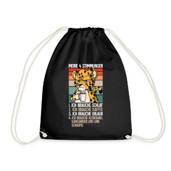 Meine 4 Stimmungen Kaffee Leopard - Turnbeutel - Schwarz - Vorne