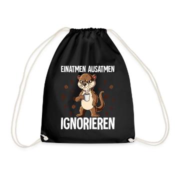 Einatmen Ausatmen Ignorieren Kaffee Otter - Turnbeutel - Schwarz - Vorne