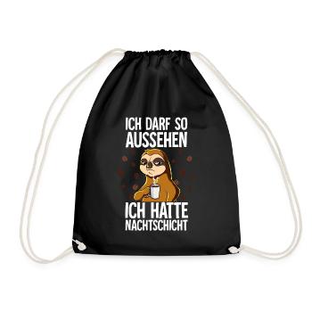 Ich Hatte Nachtschicht Kaffee Faultier - Turnbeutel - Schwarz - Vorne