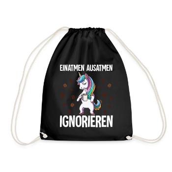 Einatmen Ausatmen Ignorieren Kaffee Einhorn - Turnbeutel - Schwarz - Vorne