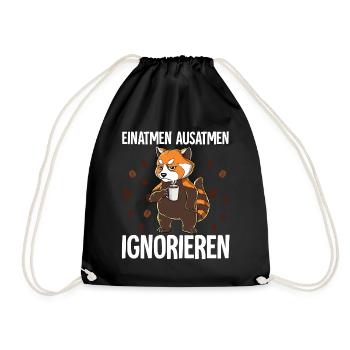 Einatmen Ausatmen Ignorieren Kaffee Roter Panda - Turnbeutel - Schwarz - Vorne