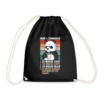 Meine 4 Stimmungen Kaffee Panda - Turnbeutel - Schwarz - Vorne