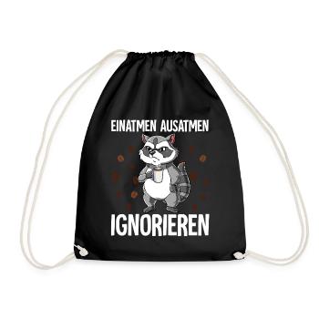 Einatmen Ausatmen Ignorieren Kaffee Waschbär - Turnbeutel - Schwarz - Vorne