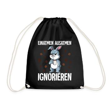 Einatmen Ausatmen Ignorieren Kaffee Hase - Turnbeutel - Schwarz - Vorne