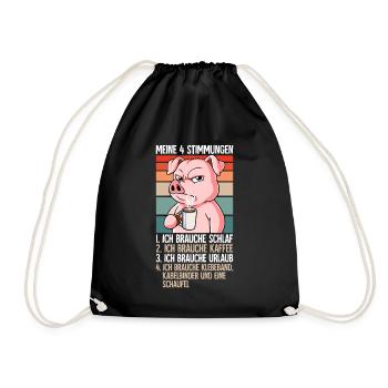 Meine 4 Stimmungen Kaffee Schwein - Turnbeutel - Schwarz - Vorne