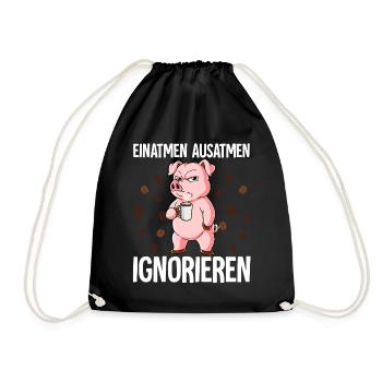 Einatmen Ausatmen Ignorieren Kaffee Schwein - Turnbeutel - Schwarz - Vorne