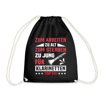 Klarinette Klarinettenspieler Klarinettist - Turnbeutel - Schwarz - Vorne