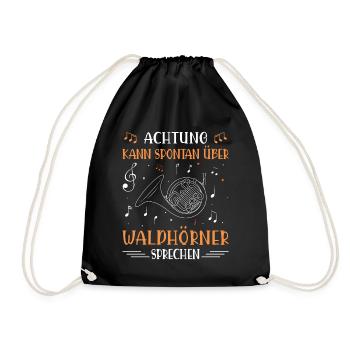 Waldhorn Waldhornspieler Hornist - Turnbeutel - Schwarz - Vorne