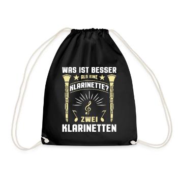 Klarinette Klarinettenspieler Klarinettist - Turnbeutel - Schwarz - Vorne
