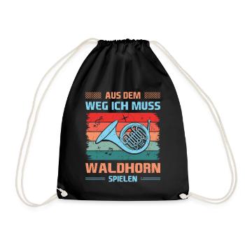Waldhorn Waldhornspieler Hornist - Turnbeutel - Schwarz - Vorne