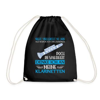 Klarinette Klarinettenspieler Klarinettist - Turnbeutel - Schwarz - Vorne
