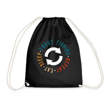 eat sleep trout fishing repeat - Turnbeutel - Schwarz - Vorne