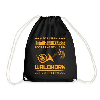 Waldhorn Waldhornspieler Hornist - Turnbeutel - Schwarz - Vorne