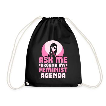 Ask me around my feminist agenda - Turnbeutel - Schwarz - Vorne