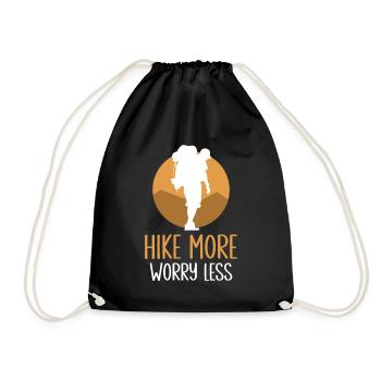 Hike more Worry less Wandern Wanderer - Turnbeutel - Schwarz - Vorne
