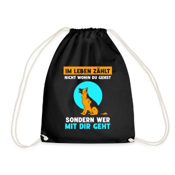 Im Leben zählt nicht wohin du gehst Hund - Turnbeutel - Schwarz - Vorne
