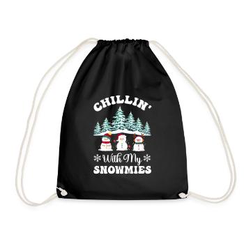 Chilling with my Snowmies, gift for friends - Drawstring Bag - black - Front